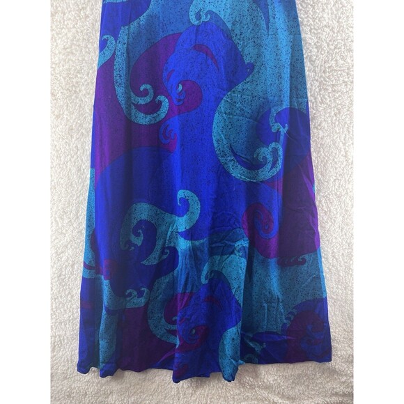 VTG Ohtani Hawaii Dress Women’s Size 8 Maxi Blue Purple Wave Print - Picture 2 of 13